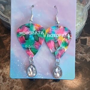 Multicolor Earrings with Crystal Drop
